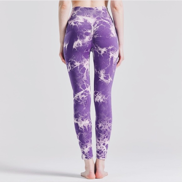 Women's Breathable Sports Fitness Yoga Pants Tie Dye Sports Leggings - Picture 9 of 11